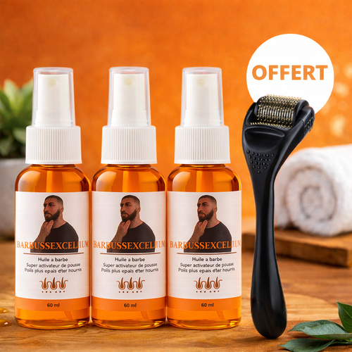 3 ACTIVATEURS DE POUSSE + ROLLER OFFERT - LA CURE DE 3 MOIS POUR UN DEBUT DE BARBE™