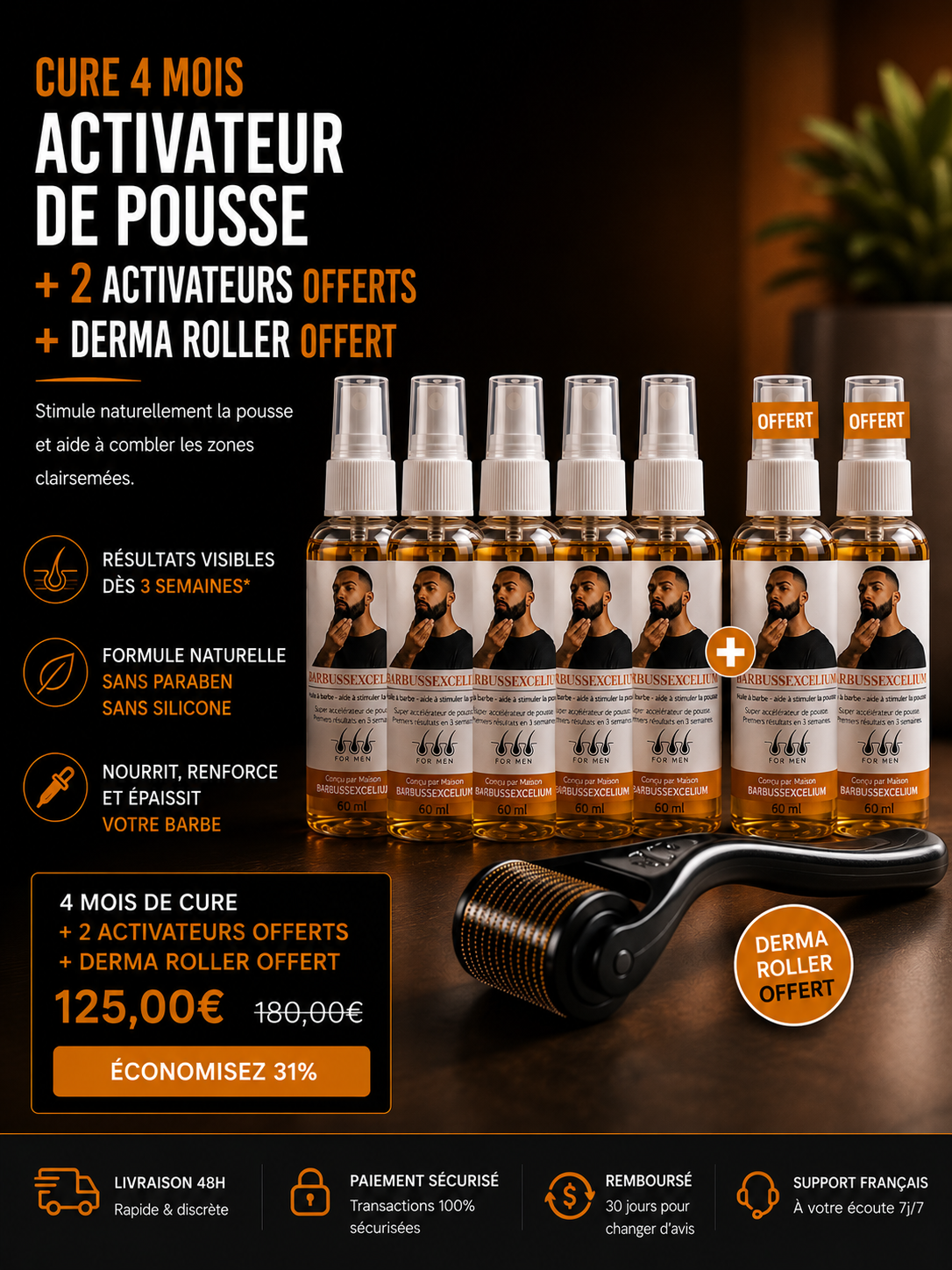 4 ACTIVATEURS DE POUSSE + 2 OFFERT + ROLLER OFFERT