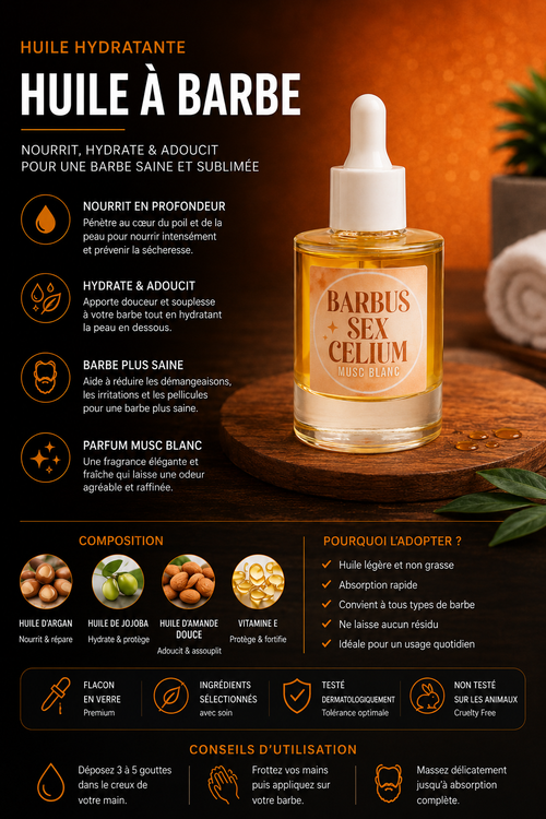 L'huile super brillante et hydratante pour barbe